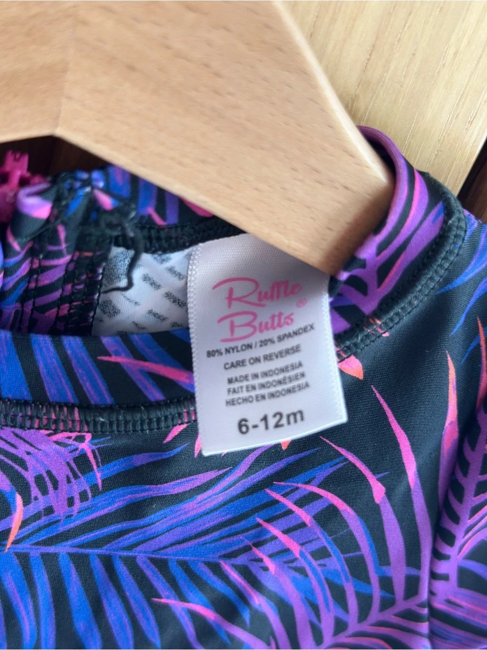 Ruffle Butts Purple & Pink Palm Leaf One-Piece Swimsuit
